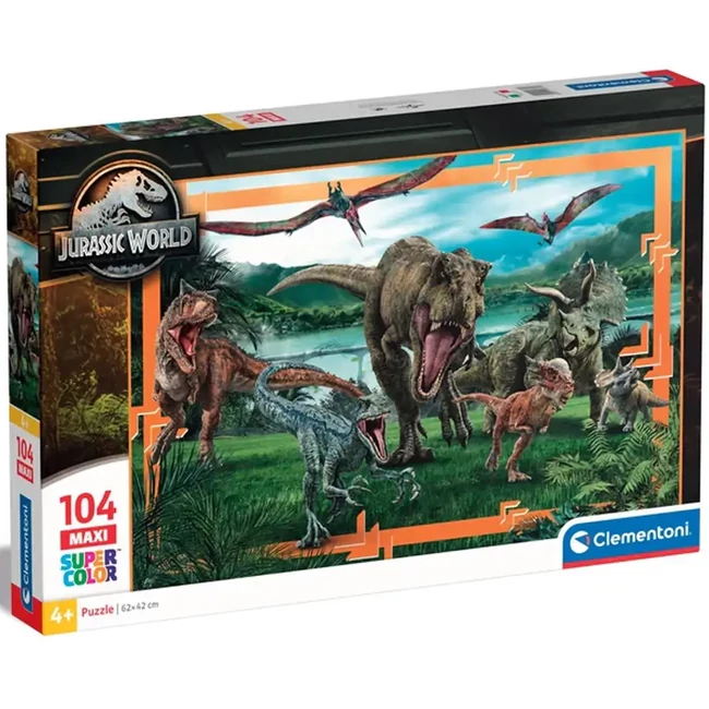 Jurassic World a dínók birodalma 104 db-os maxi supercolor puzzle – Clementoni