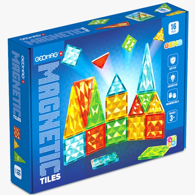 Geomag: Magnetic Tiles Gems mágneses építőkocka 16 db-os szett