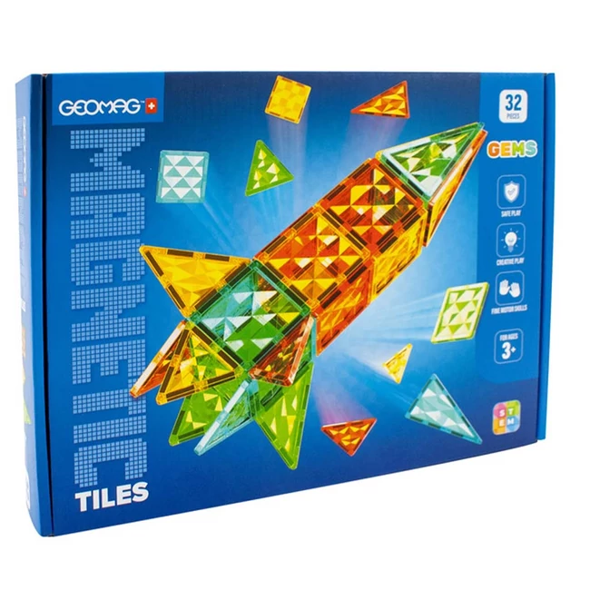 Geomag: Magnetic Tiles Gems Rocket 32 db-os rakéta készlet