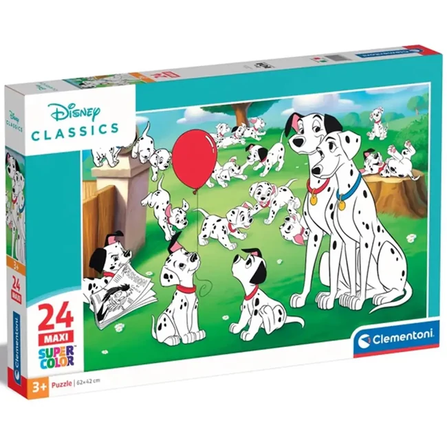 Disney klasszikusok: 101 Kiskutya 24 db-os maxi supercolor puzzle – Clementoni
