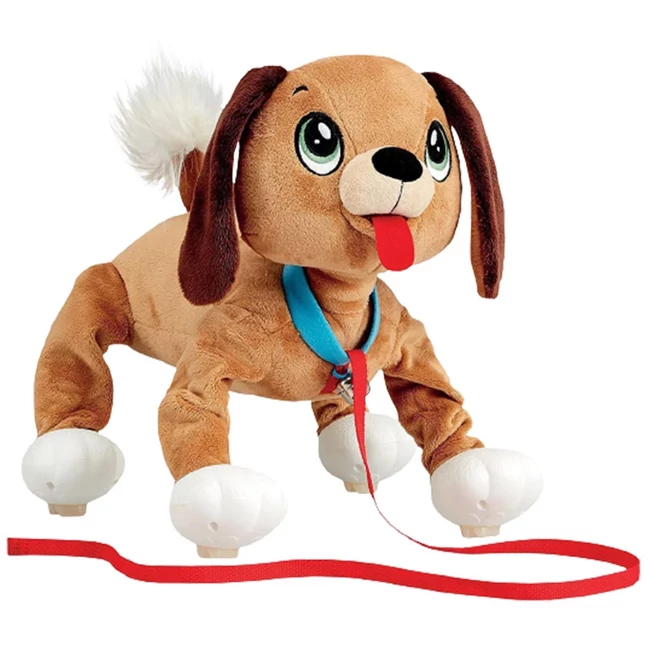 Peppy Pups: Barna plüss kutya pórázzal 28cm