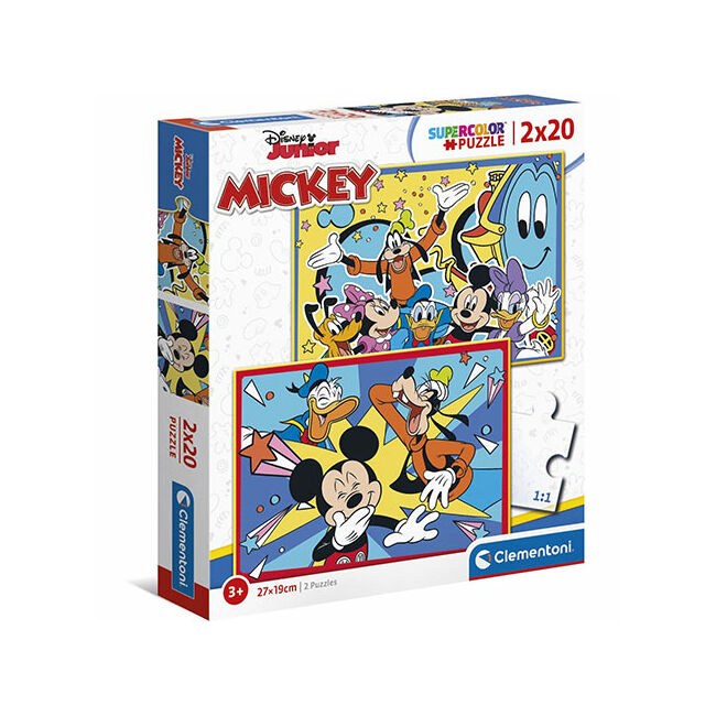 Mickey egér és barátai Supercolor 2 az 1-ben puzzle 2×20 db-os – Clementoni