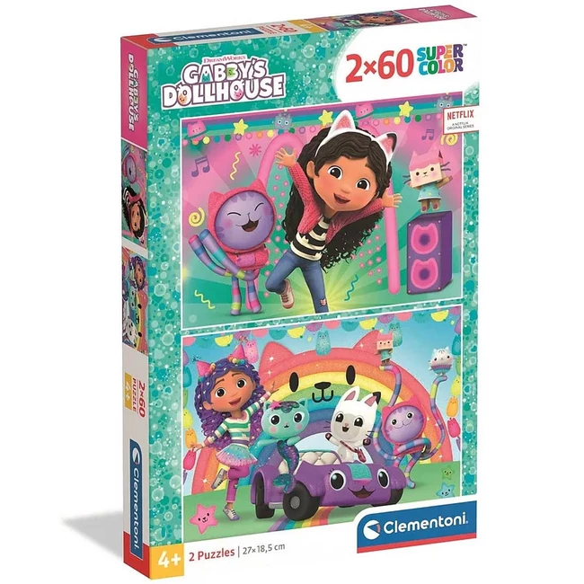Gabby babaháza: Super Color Puzzle 2×60 darabos – Clementoni