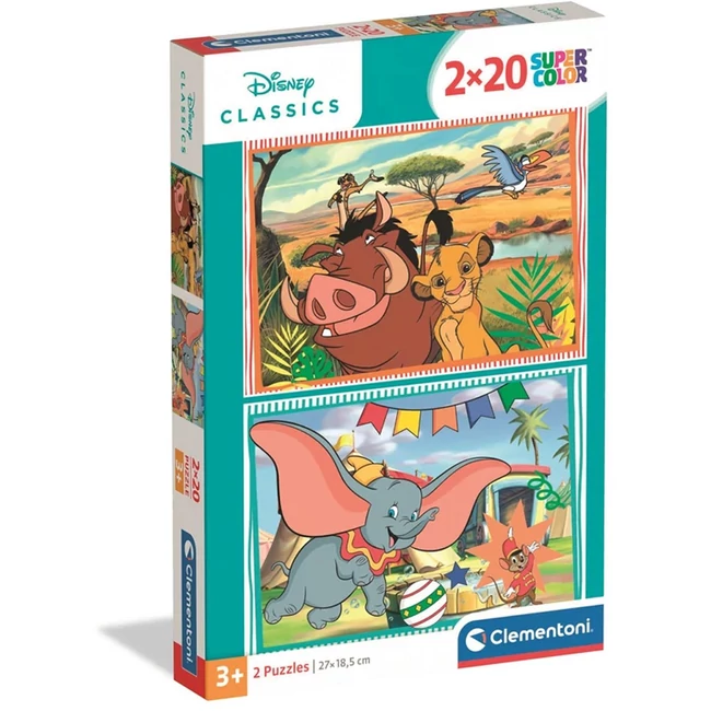 Disney Klasszisok Oroszlánkirály és Dumbo 2×20 db-os Supercolor puzzle – Clementoni
