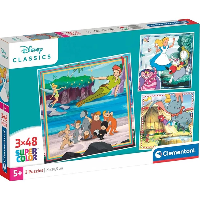 Disney klasszikus mesesorozatok 3×48 db-os Supercolor puzzle – Clementoni