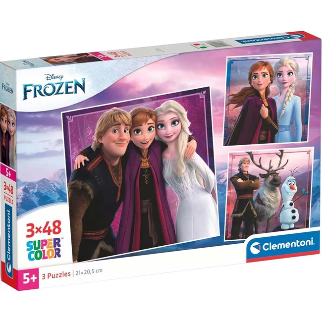 Jégvarázs főszereplői 3×48 db-os Supercolor puzzle – Clementoni