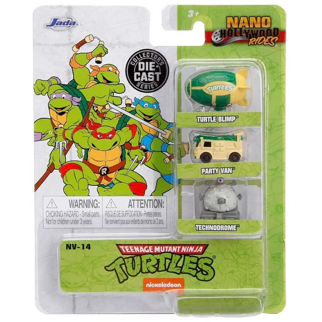 Tini Nindzsa Teknőcök: Nano Hollywood Rides 3 db-os prémium fém kisautó szett 4,5 cm – Jada Toys