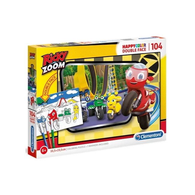 Ricky Zoom Double 2 az 1-ben 104 db-os színezhető kétoldalas puzzle – Clementoni