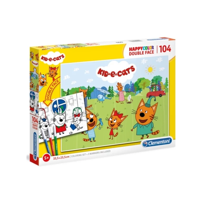 Ici pici cicák Double 2 az 1-ben 104 db-os színezhető kétoldalas puzzle – Clementoni