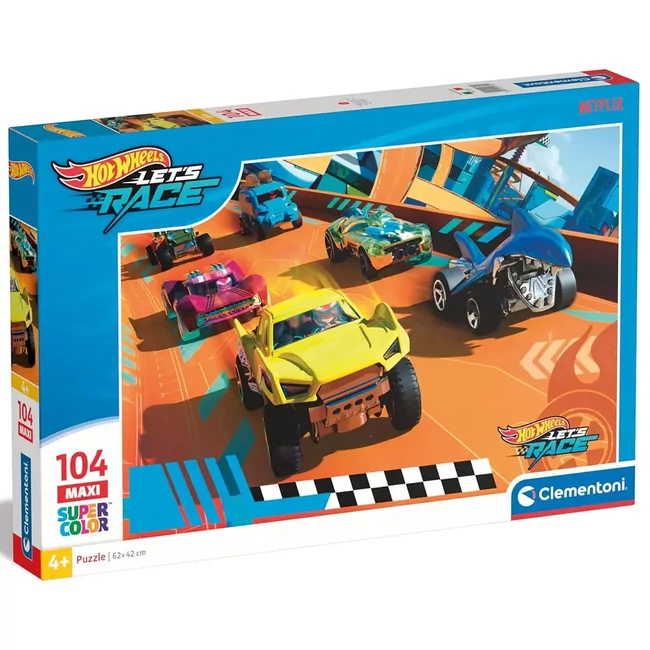 Hot Wheels versenyre fel 104 db-os maxi supercolor puzzle – Clementoni