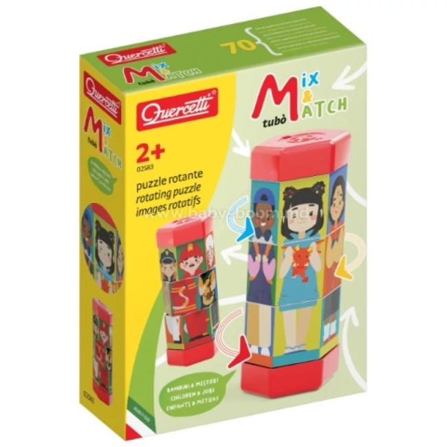 Quercetti: Tubo Mix & Match foglalkozások forgatható puzzle játékhenger