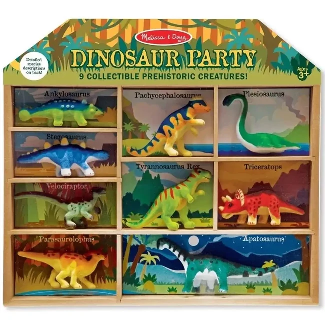 Dinoszauruszok 9 db-os készlet fa tárolóban – Melissa & Doug
