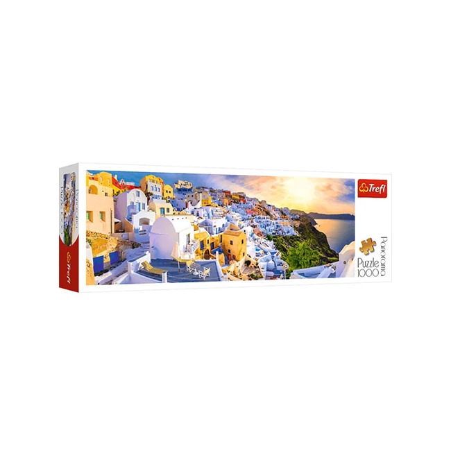 Napnyugta Santorinin 1000 db-os panoráma puzzle – Trefl