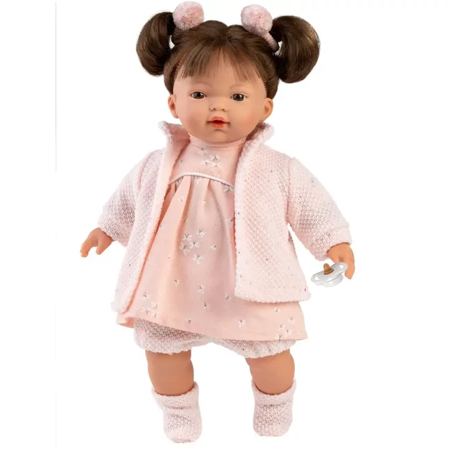 Llorens: Vera 33 cm-es baba hanggal rózsaszín ruhában