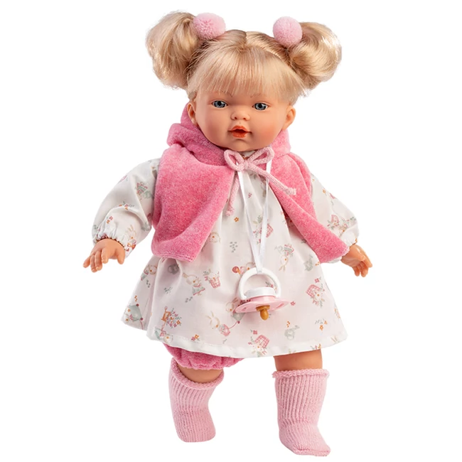 Llorens: Roberta 33 cm-es baba cumival pink mellényben