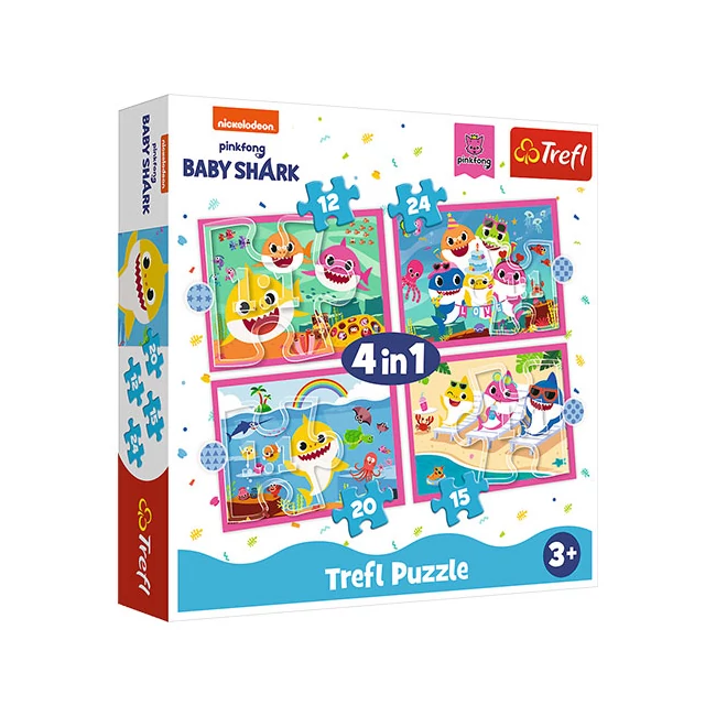Baby Shark: Cápa család 4 az 1-ben puzzle – Trefl
