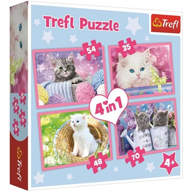 Vicces cicák 4 az 1-ben 70–54–48–35 db-os puzzle – Trefl