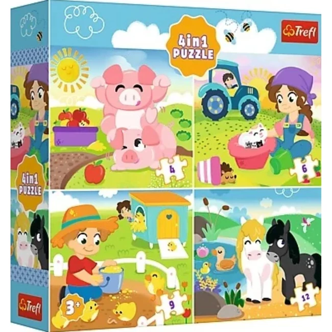 Élet a farmon 4 az 1-ben 12–9-6–4 db-os puzzle – Trefl
