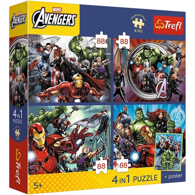 Marvel Bosszúállók - 4 x 88 db-os Premium Plus Kids puzzle - Trefl