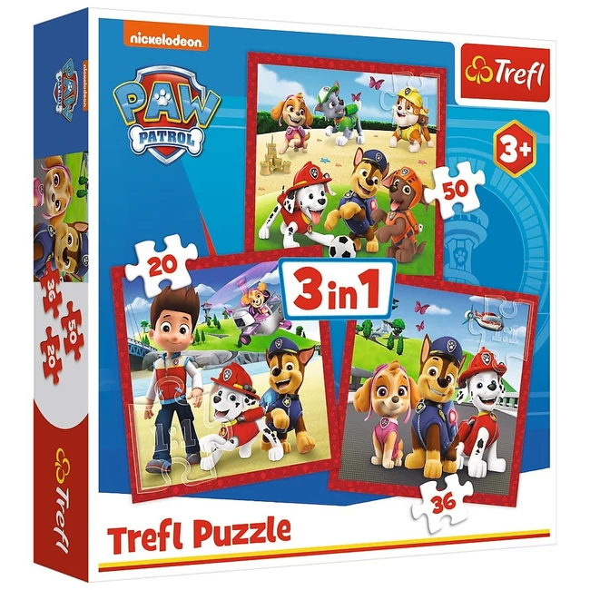 Mancs őrjárat: Boldog kutyusok 3 az 1-ben puzzle – Trefl