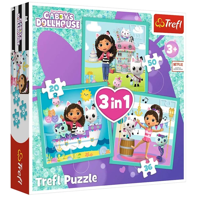 Gabi babaháza: Tevékenységek 3 az 1-ben puzzle – Trefl