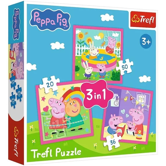 Peppa malac - 3 az 1-ben 20, 36, 50 db-os puzzle - Trefl