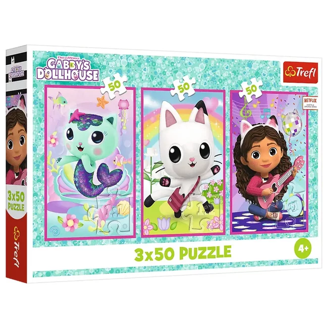 Gabi babaháza Gabival és a cicákkal 3×50 db-os puzzle – Trefl
