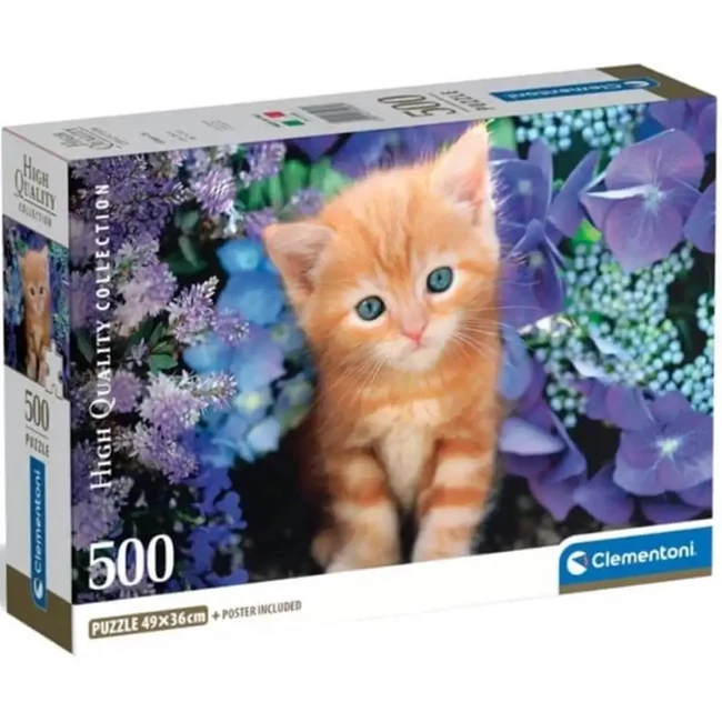 Vörös cica a virágok között 500 db-os HQC kompakt puzzle – Clementoni