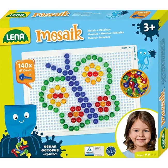 LENA: Mosaik Átlátszó pötyi kreatív szett 10 mm 140 db-os