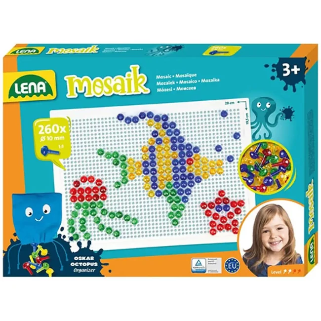 LENA: Mosaik Átlátszó pötyi kreatív szett 10 mm 260 db-os