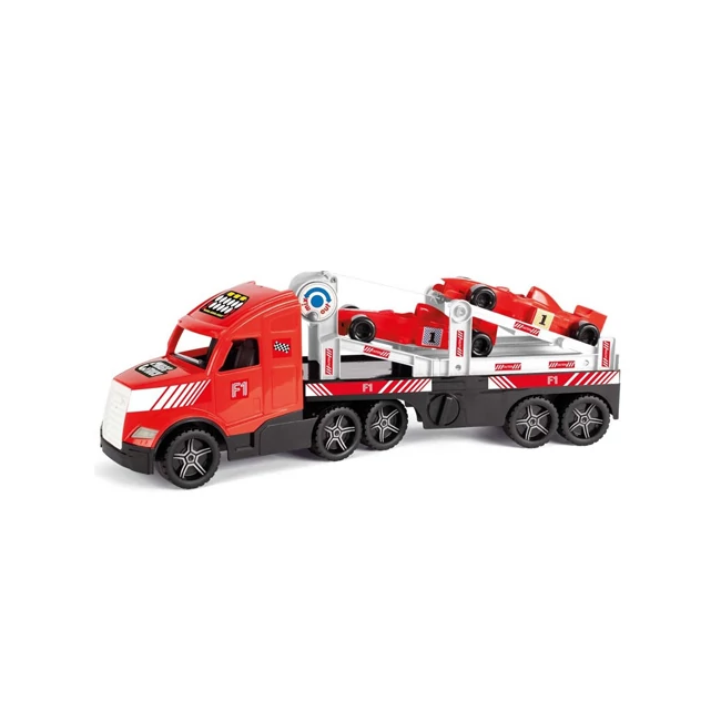 Magic Truck: Forma 1 versenyautókat szállító kamion fluoreszkáló lámpákkal 81 cm – Wader