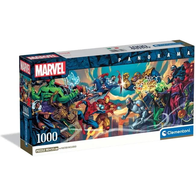 Marvel hősök 1000 db-os panoráma puzzle poszterrel – Clementoni