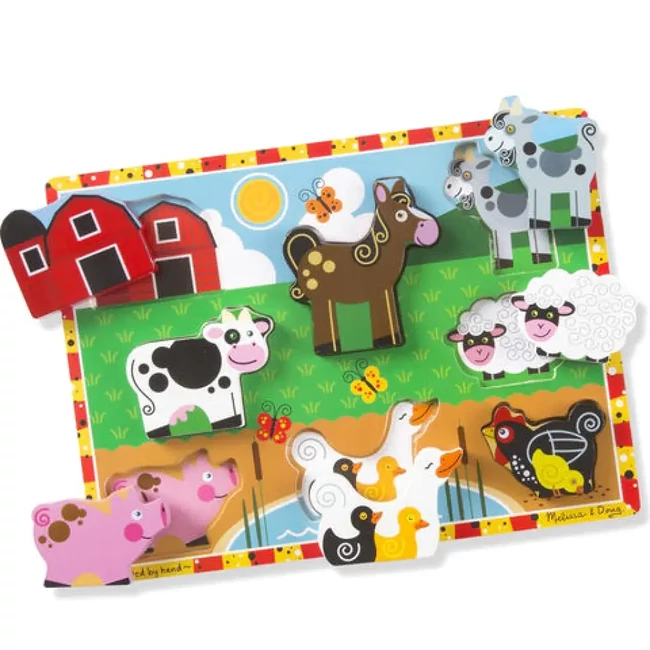 Farm állatos vastag fa formapuzzle 8 elemmel – Melissa & Doug