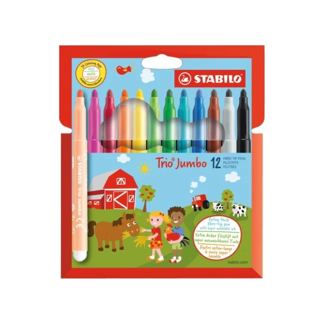 Stabilo: Trio Jumbo 12 db-os színes rostirón szett