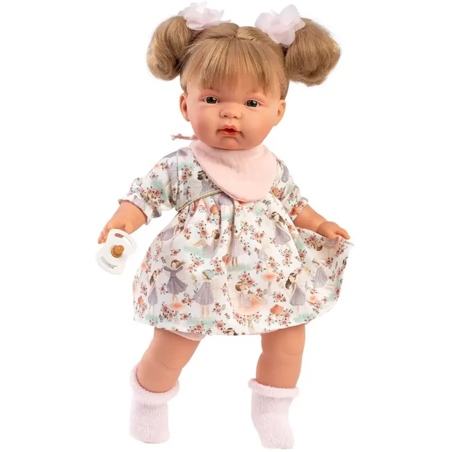 Llorens: Joelle 38 cm-es síró baba cumival nyári ruhában