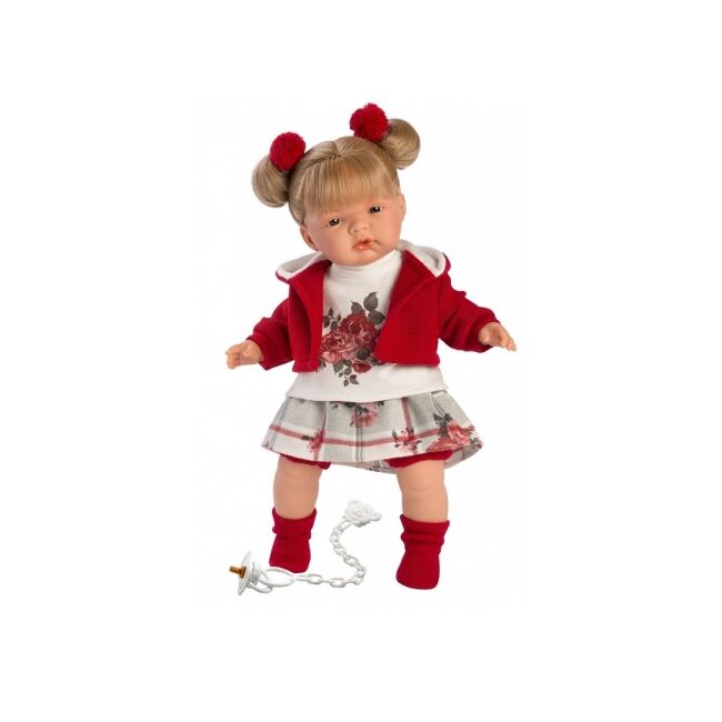 Llorens: Joelle 38 cm-es baba hanggal és cumival rózsás ruhában