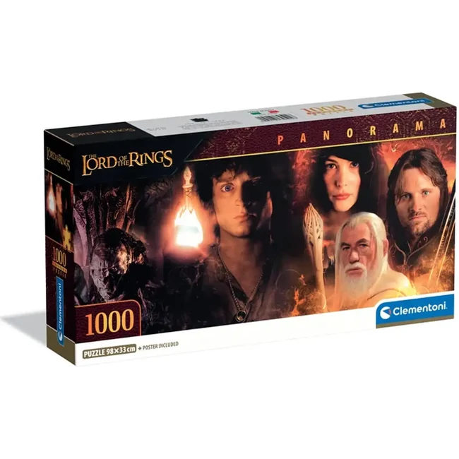 A Gyűrűk Ura: Tűz és sötétség között 1000 db-os panoráma puzzle poszterrel – Clementoni