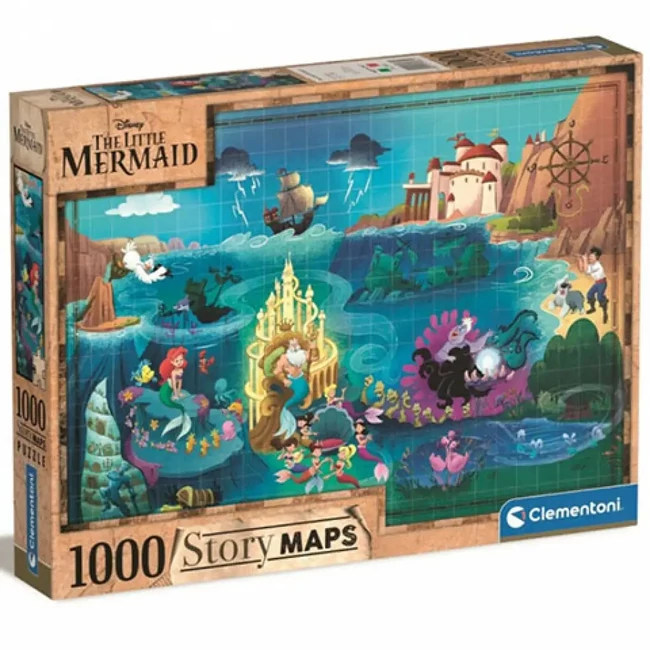 Disney: A kis hableány térkép puzzle 1000 db-os – Clementoni
