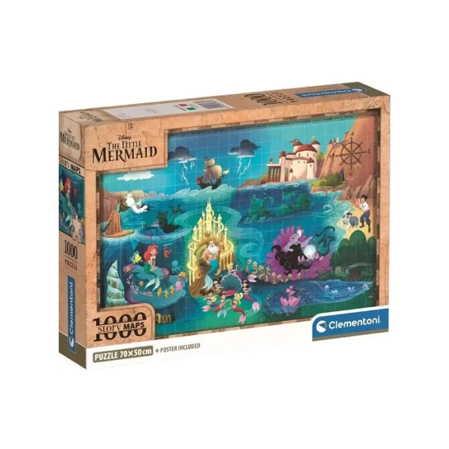 Disney A kis hableány térkép 1000 db-os puzzle poszterrel – Clementoni
