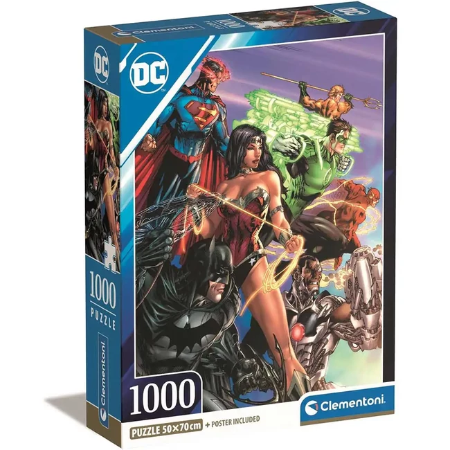 DC Comics: Az igazság ligája 1000 db-os Compact puzzle 50×70 cm – Clementoni