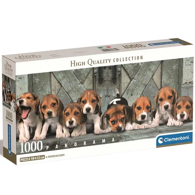Beagle kutyusok 1000 db-os panoráma puzzle 98×33 cm – Clementoni