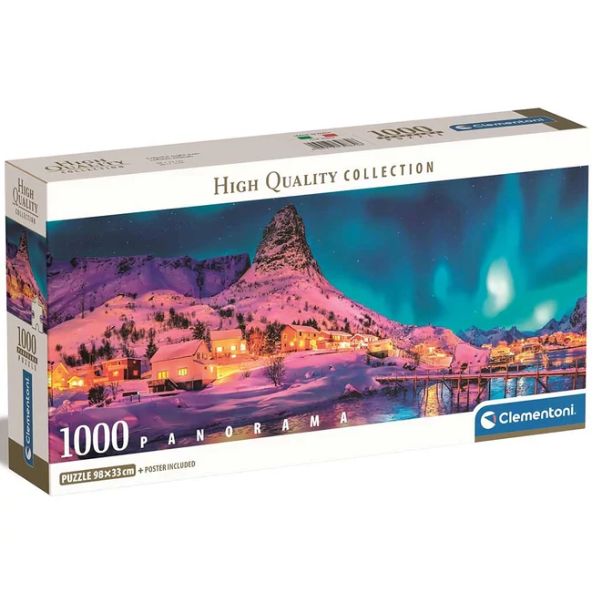 Színes téli éjszaka 1000 db-os HQC panoráma puzzle 98×33 cm – Clementoni