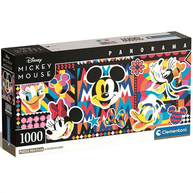 Disney: Mickey Egér klasszikus 1000 db-os panoráma puzzle 98×33 cm – Clementoni