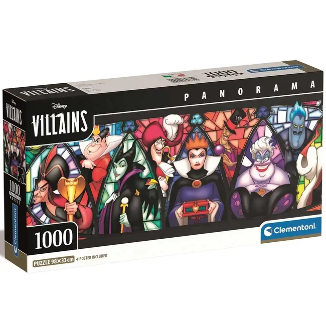 Disney Gonoszok 1000 db-os panoráma puzzle 98×33 cm – Clementoni