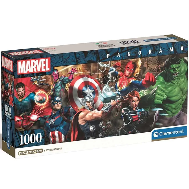 Marvel szuperhősök 1000 db-os panoráma puzzle 98×33 cm – Clementoni