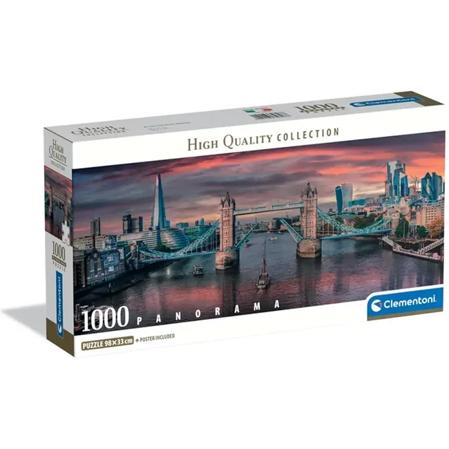Naplemente a Temzén HQC 1000 db-os panoráma puzzle poszterrel – Clementoni
