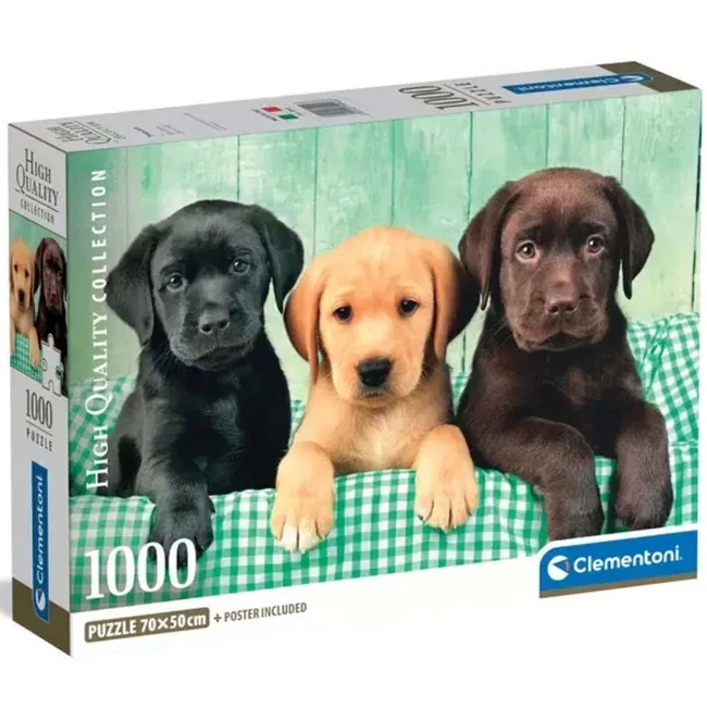 Három kis labrador 1000 db-os HQC puzzle poszterrel – Clementoni