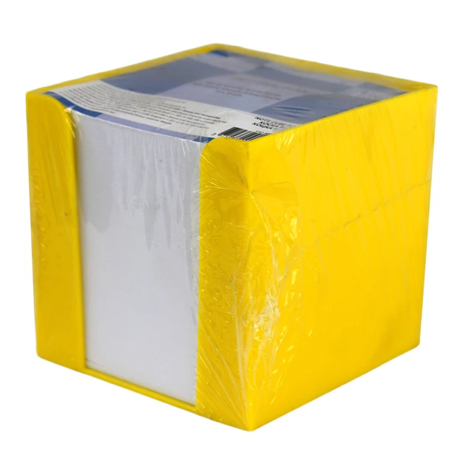 Jegyzettömb citromsárga tartóban 750 lapos 9×9x9 cm