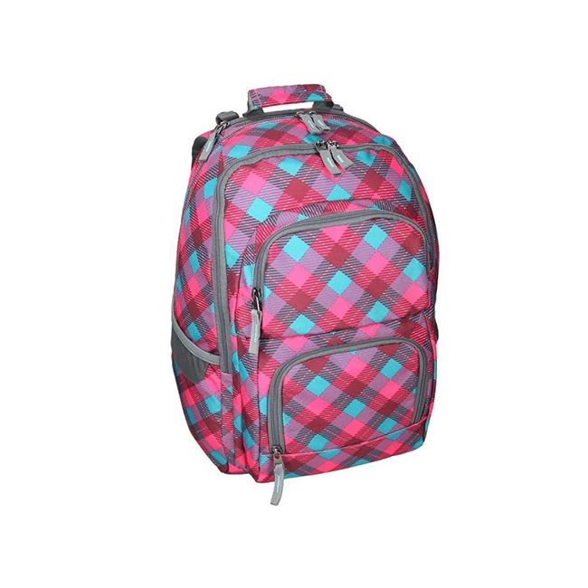 Spirit: E-Bag pink és türkiz kockás lekerekített iskolatáska, hátizsák