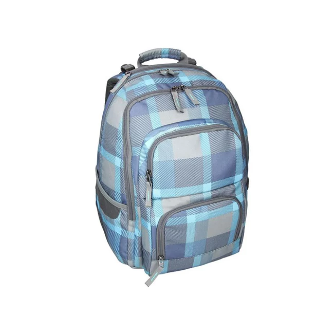 Spirit: E-Bag kék kockás lekerekített iskolatáska, hátizsák